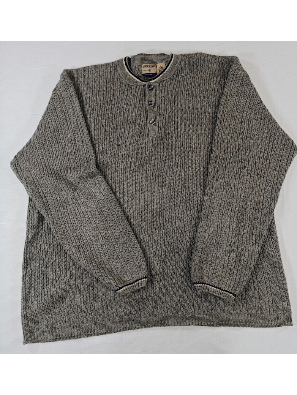 High Sierra XL Gray Ribbed Henley Sweater